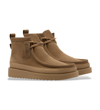 Clarks Braune Wallabee FTR2 Hi Hi Lederschuhe