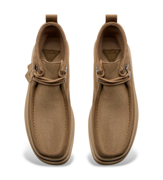 Clarks Braune Wallabee FTR2 Hi Hi Lederschuhe