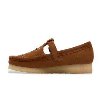 Clarks Wallabee T Bar shoes brown
