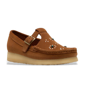Clarks Wallabee T Bar shoes brown
