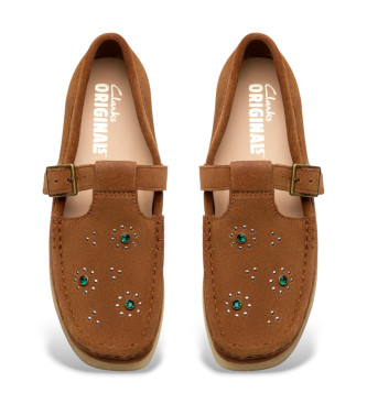 Clarks Wallabee T Bar shoes brown