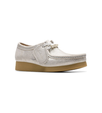 Clarks Skórzane buty WallabeeE VOS w kolorze srebrnym