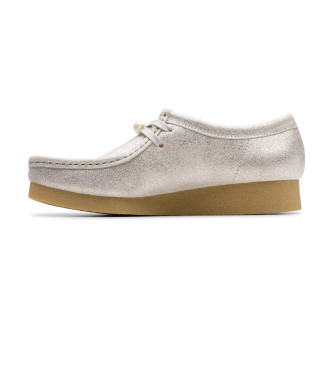 Clarks Skórzane buty WallabeeE VOS w kolorze srebrnym