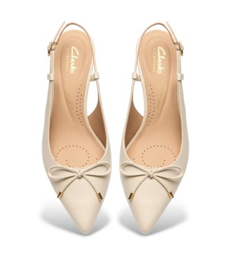 Clarks Scarpe Zarey Bow in pelle beige