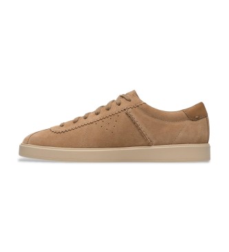 Clarks Lockford Lace Beige Leren Sneakers