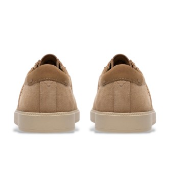 Clarks Lockford Lace Beige Leren Sneakers