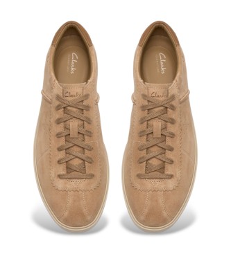 Clarks Lockford Lace Beige Leren Sneakers