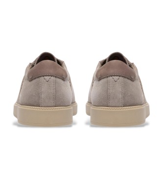 Clarks Lockford Čipkaste usnjene superge sive barve