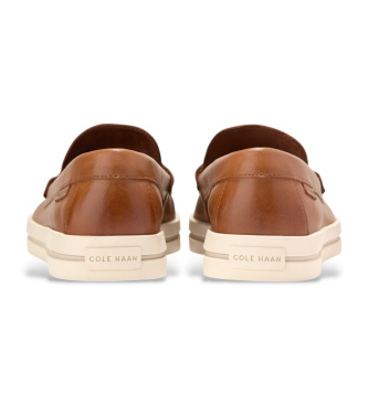 Cole Haan Brązowe skórzane mokasyny Pinch Long Weekender
