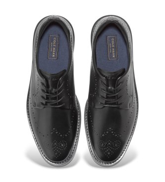 Cole Haan Black Grand Neoclassic Flexcraft Wingtip Oxford Leather Shoes
