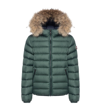 Colmar Feather coat with green fur hood