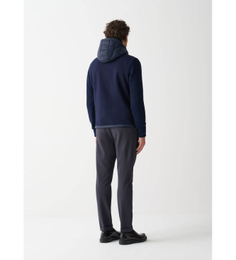 Colmar Navy-strikket jakke med htte og rmer