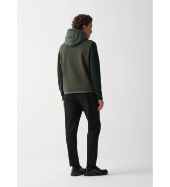 Colmar Jakke med htte og grnne, strikkede rmer