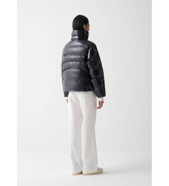 Colmar Skinnende sort rullekravejakke med sort rullekrave