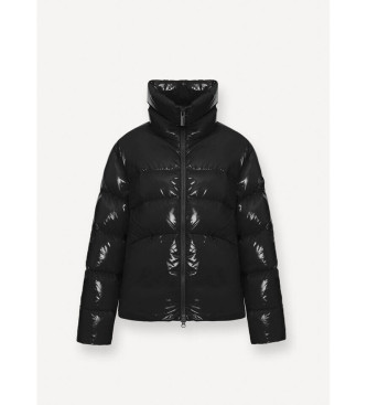 Colmar Skinnende sort rullekravejakke med sort rullekrave