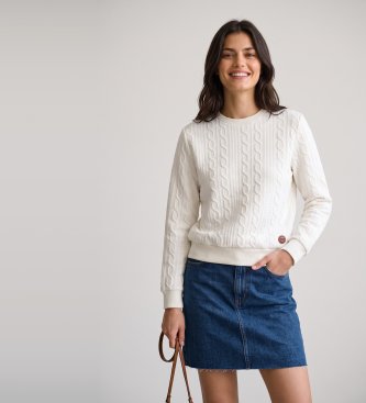 Colmar Sweatshirt aus gebrochenem weißem Zopfstrick