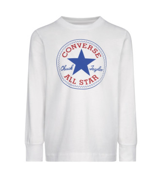 Converse T-shirt de manga comprida com emblema do Chuck branco