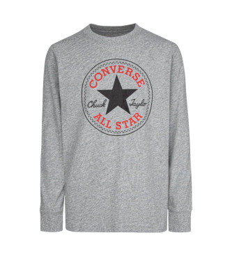 Converse Camiseta de manga larga con parche Chuk gris