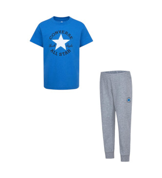 Converse Jogginghose und T-Shirt im Set grau, blau, seziert