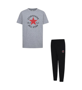 Converse Ensemble pantalon de jogging et T-shirt dissqu noir, gris