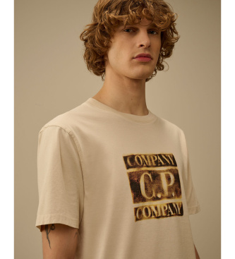 C.P. Company Koszulka z wyblakłym logo w kolorze beżowym