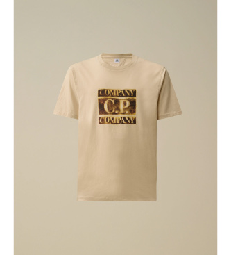 C.P. Company Koszulka z wyblakłym logo w kolorze beżowym