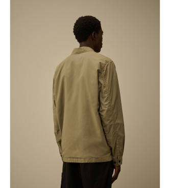 C.P. Company Flad nylonlinsejakke med lynls grnlig beige