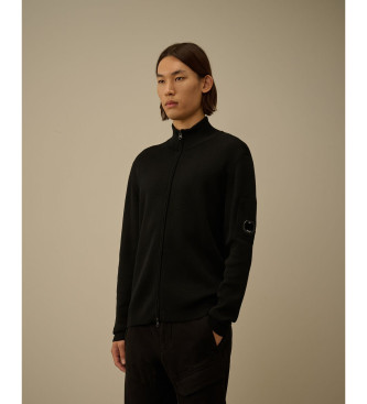 C.P. Company Re-Wool Lens Full Zip Cardigan noir