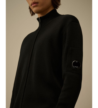 C.P. Company Re-Wool Lens Full Zip Cardigan noir