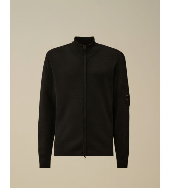 C.P. Company Re-Wool Lens Full Zip Cardigan noir