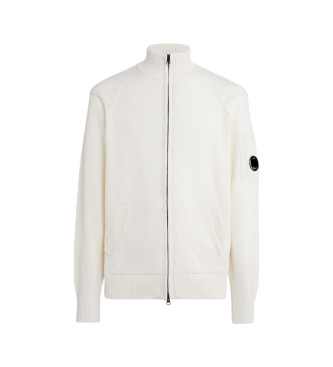 C.P. Company Lambswool GRS Zipped pullover white