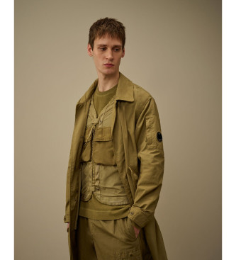 C.P. Company Parka de sarja com rabo de peixe bege esverdeado