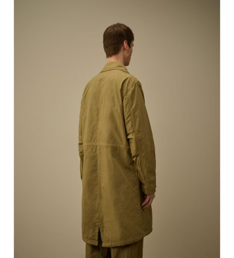 C.P. Company Parka de sarja com rabo de peixe bege esverdeado