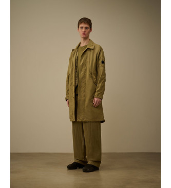 C.P. Company Parka de sarja com rabo de peixe bege esverdeado