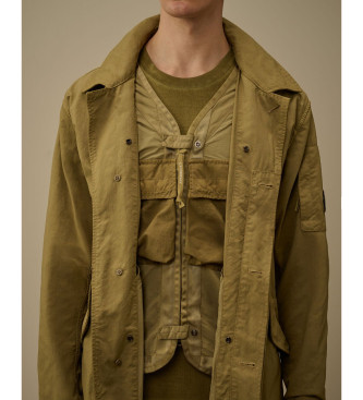 C.P. Company Parka de sarja com rabo de peixe bege esverdeado