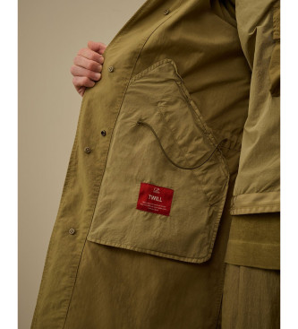 C.P. Company Parka de sarja com rabo de peixe bege esverdeado