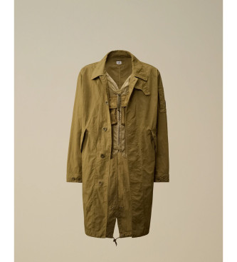 C.P. Company Parka de sarja com rabo de peixe bege esverdeado