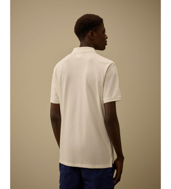 C.P. Company Polo Stretch Piquet Logo branco sujo