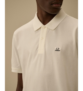 C.P. Company Polo Stretch Piquet Logo branco sujo