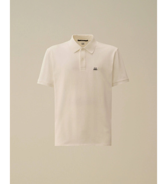 C.P. Company Polo Stretch Piquet Logo branco sujo