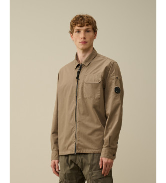 C.P. Company Sobrecamisa de gabardina bio con cremallera beige