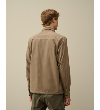 C.P. Company Biologisch gabardine overshirt met beige ritssluiting