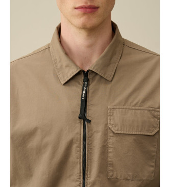 C.P. Company Organic gabardine overshirt with beige zip fastening