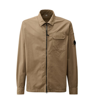 C.P. Company kologisk gabardine-overshirt med beige lynlslukning