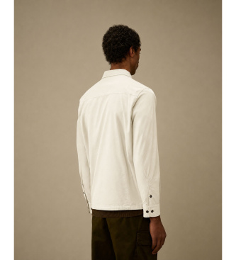 C.P. Company Giacca-camicia con zip in cotone biologico, color bianco sporco