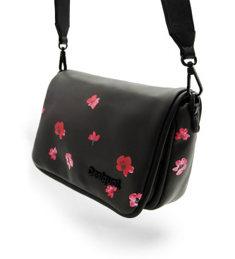 Desigual Bolsa de ombro acolchoada com flores pretas