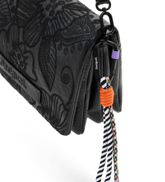 Desigual Black floral embroidered shoulder bag
