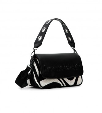 Desigual Small shoulder bag half logo zebra black