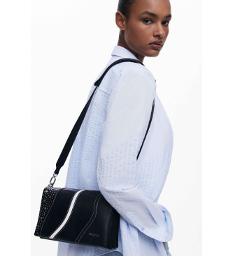 Desigual Pequena bolsa de ombro preta com tachas