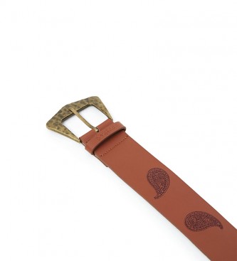 Desigual Brown Paisley leather belt